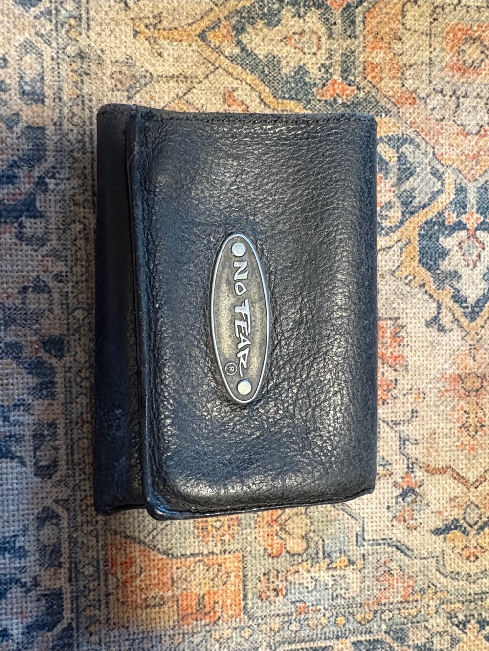 No Tear Black Leather Key & Card Holder